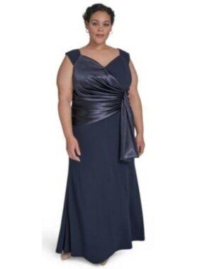 Eliza J Blue Slate Plus Size Two Tone Evening Formal Event Black Tie Gown